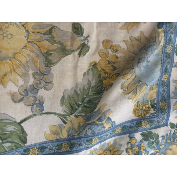 Vintage April Cornell Tablecloth Sunflower Yellow Blue Floral Cotton 48" X 49" - Picture 16 of 16